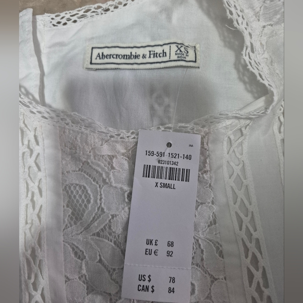 Abercrombie & Fitch White Lace Y2K girly fairy core eyelet lace Dress XS NWT - Picture 9 of 11